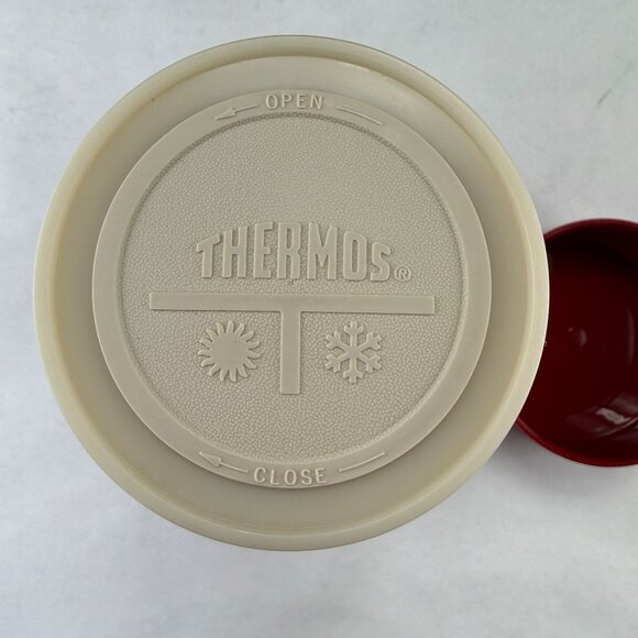 Vintage Thermos King Seeley Hot Cold Vacuum Bottle Red Tan - Picture 11 of 16